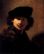 Rembrandt Peale Self portrait with Velvet Beret and Furred Mantel oil